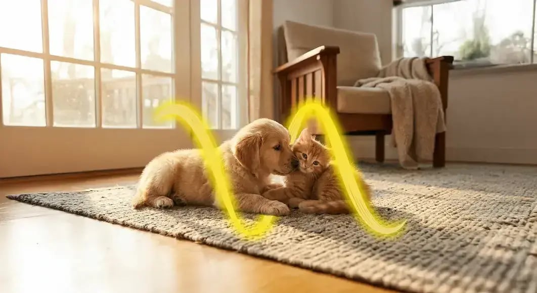Perrito y gatito en casa