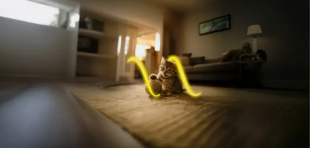 Gatito jugando con estambre