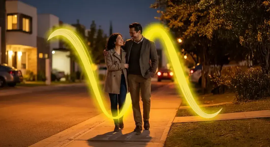 Pareja caminando en la calle