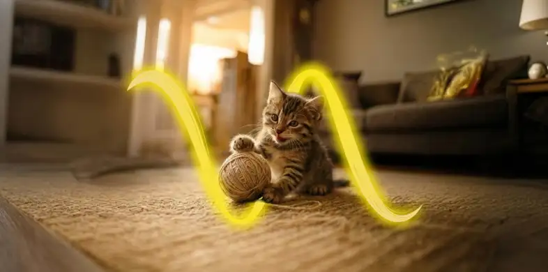 Gatito jugando con pelota