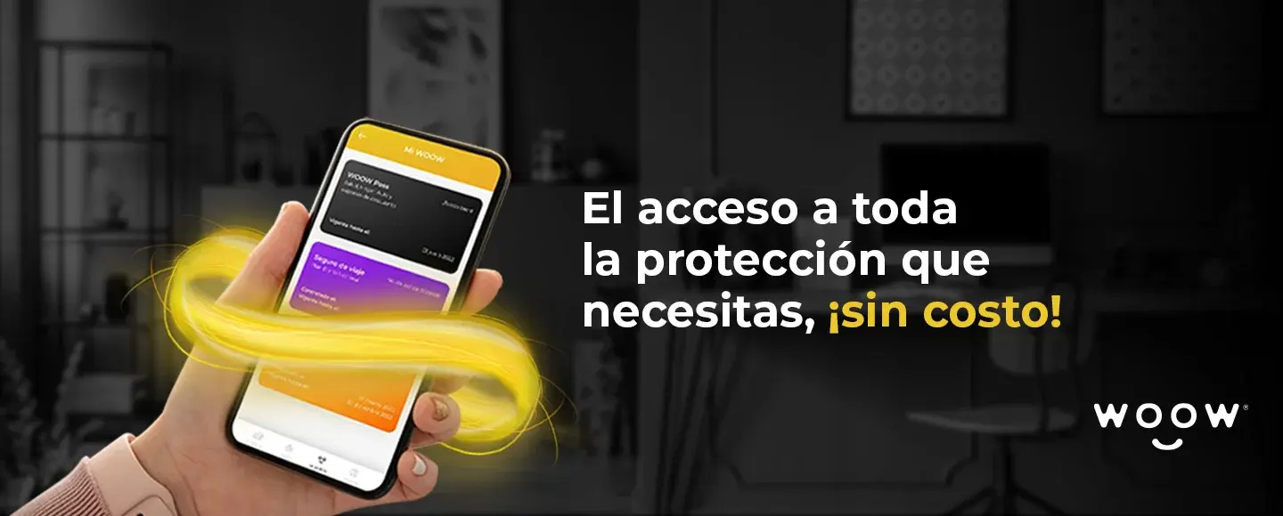 Banner promocional de una mano sosteniendo un celular con la app WOOW Todo Bien junto al texto 'El acceso a toda la protección que necesitas'.