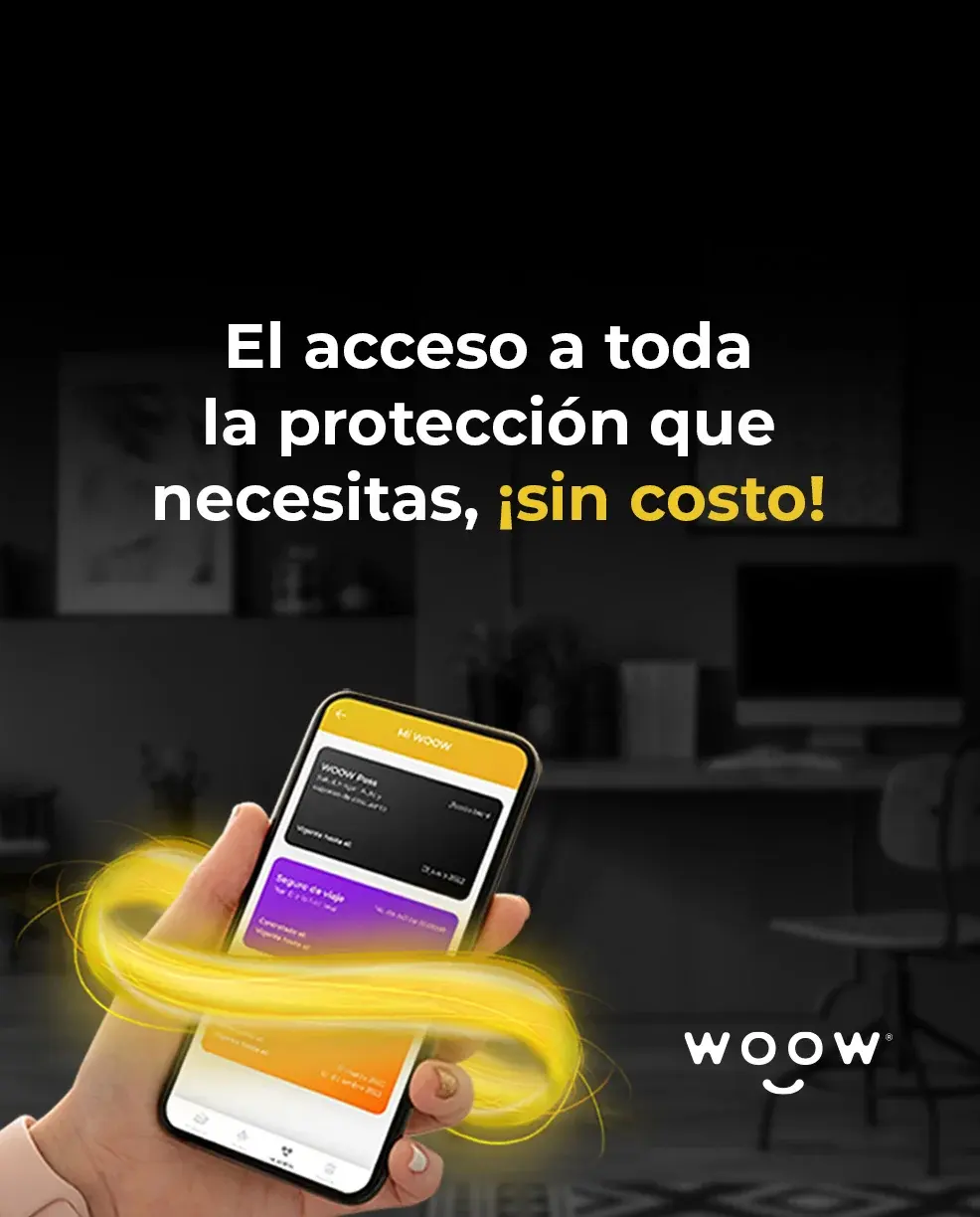 Banner promocional de una mano sosteniendo un celular con la app WOOW Todo Bien junto al texto 'El acceso a toda la protección que necesitas'.